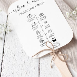 Wedding Fan Program Timeline, Wedding Order of Events, Ceremony Program 100% Editable PPW0550 Grace image 3