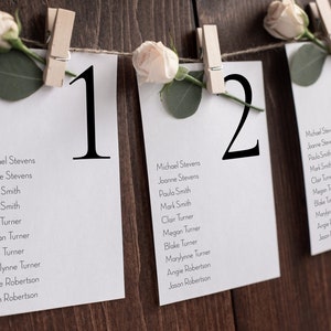 Wedding Seating Table Cards, Poster, Elegant Simple Design Display 100% Editable Template PPW0500