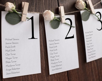 Wedding Seating Table Cards, Poster, Elegant Simple Design Display 100% Editable Template PPW0500