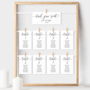 Wedding Seating Table Cards, Poster, Elegant Calligraphy Display 100% Editable Template, Corjl PPW0550 Grace afbeelding 7