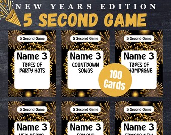 5 Second Game | New Year's Eve Digital Download Game | Printable Holiday Party Game | Adults Family Kids | New Year Trivia 2322