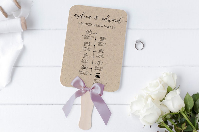 Wedding Fan Program Timeline, Wedding Order of Events, Ceremony Program 100% Editable PPW0550 Grace image 7