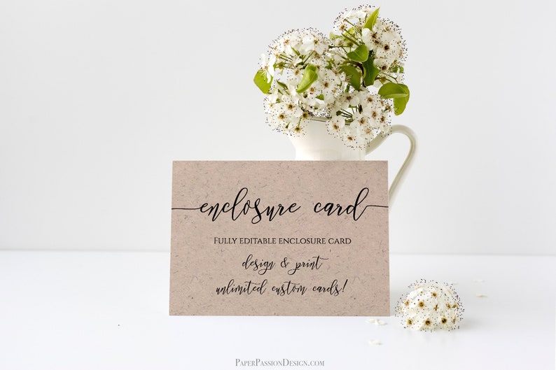 Custom Enclosure Card, Wedding, Bridal or Baby Shower Invitation Details, Simplistic Elegant Font Template 100% Editable PPW0550 Grace image 2