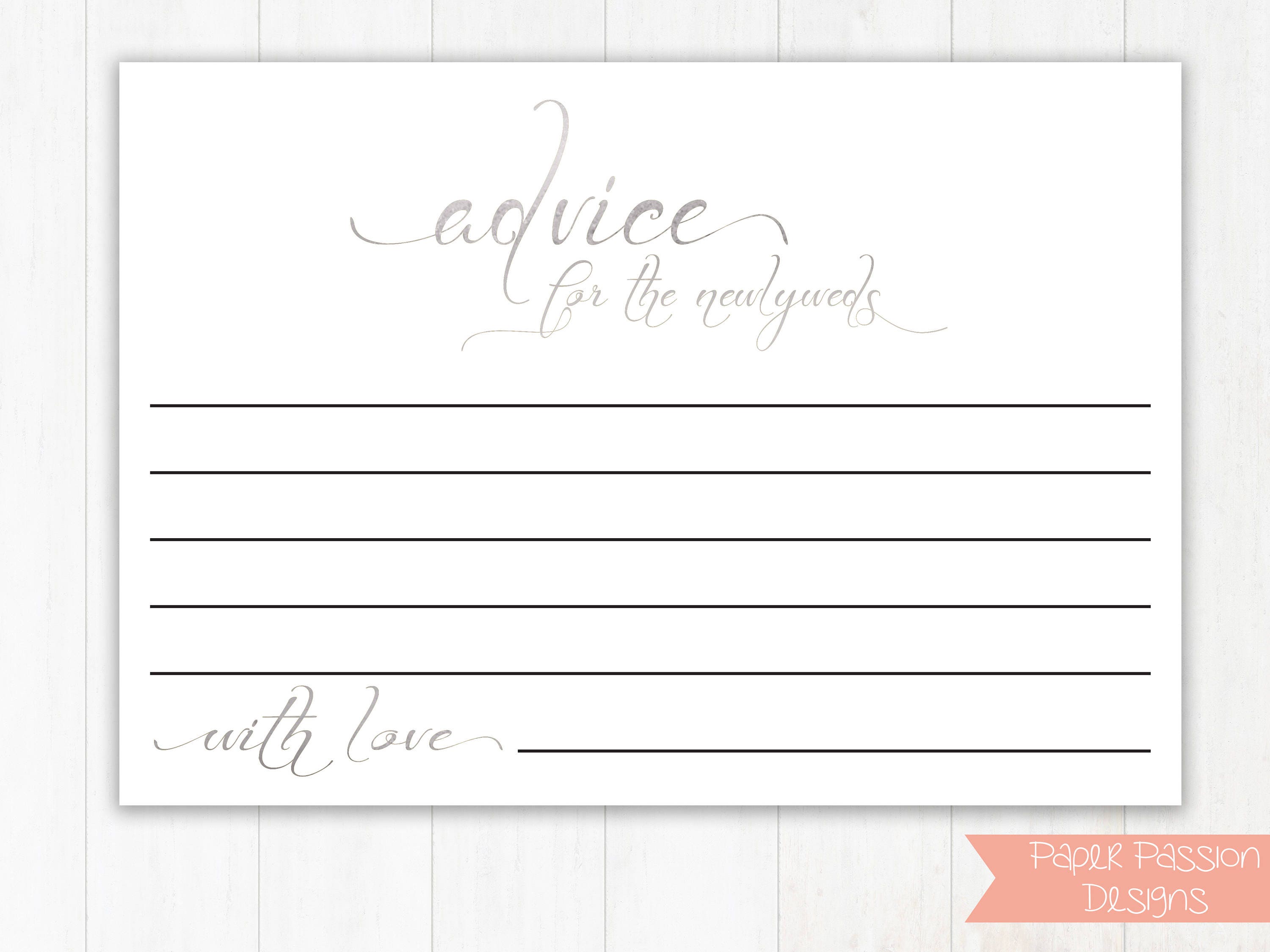 Silver Wedding Advice Cards Well Wishes Cards Leave A Note For