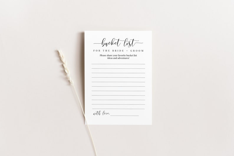 Newlyweds Bucket List Card Minimalist Bridal Shower Card Etsy