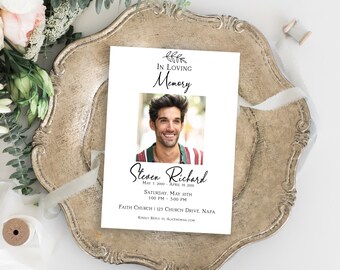 Invitation Celebration of Life Template, In Loving Memory Funeral Invite, Editable Corjl Template PPF575