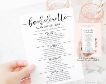 Bachelorette Scavenger Hunt Email Template, Bachelorette Party, Text Message Format, Editable Text, 100% Editable, Corjl PPW0550 Grace