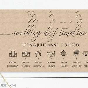 Wedding Day Timeline, Printable Wedding Day Schedule, Reception Itinerary, Bridal Agenda, Minimalist Editable, PPW0560 imagem 4