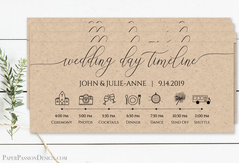 Wedding Day Timeline, Printable Wedding Day Schedule, Reception Itinerary, Bridal Agenda, Minimalist Editable, PPW0560 imagem 4