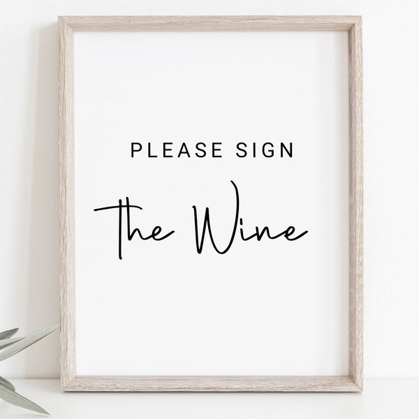 Alternative Guest Book, Sign Our Wine Bottle Sign, Editable Modern Printable, Wedding Sign, Bridal Shower PPW554 EZRA