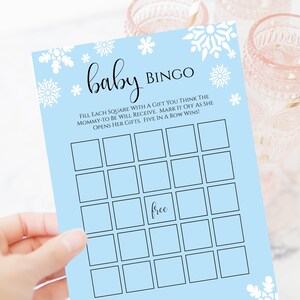 Baby Bingo, Winter Snowflake, Pink, Blue, Kraft, Baby Shower Printable Game NEVE PPB300 image 4