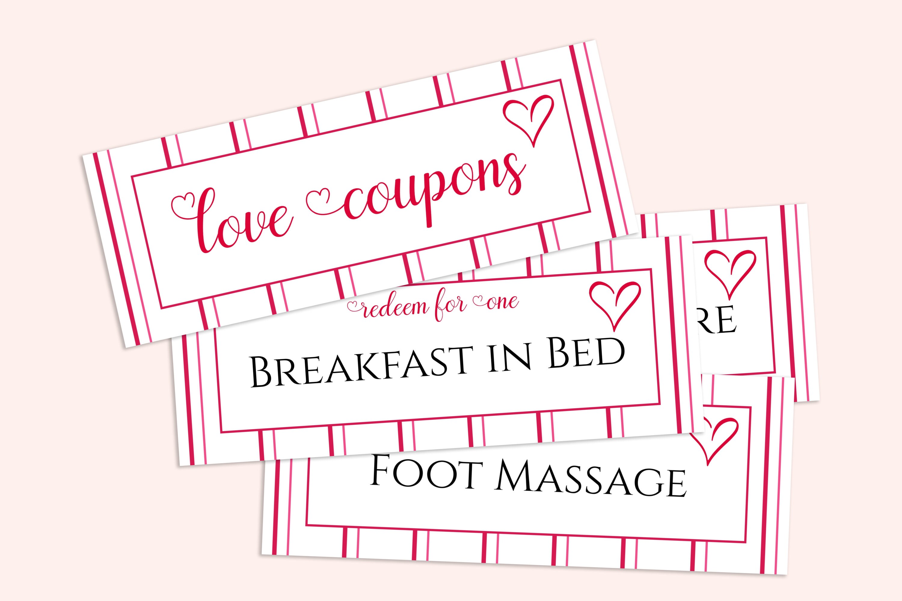 Love Coupon, IOU Voucher Book, Coupon Gift, Valentine's Day Striped ...