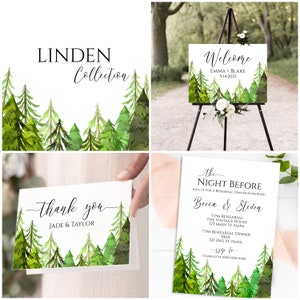 Pine Tree Thank You Card, Wedding Thank You, Printable Editable Template, Corjl LINDEN PPW410 image 5