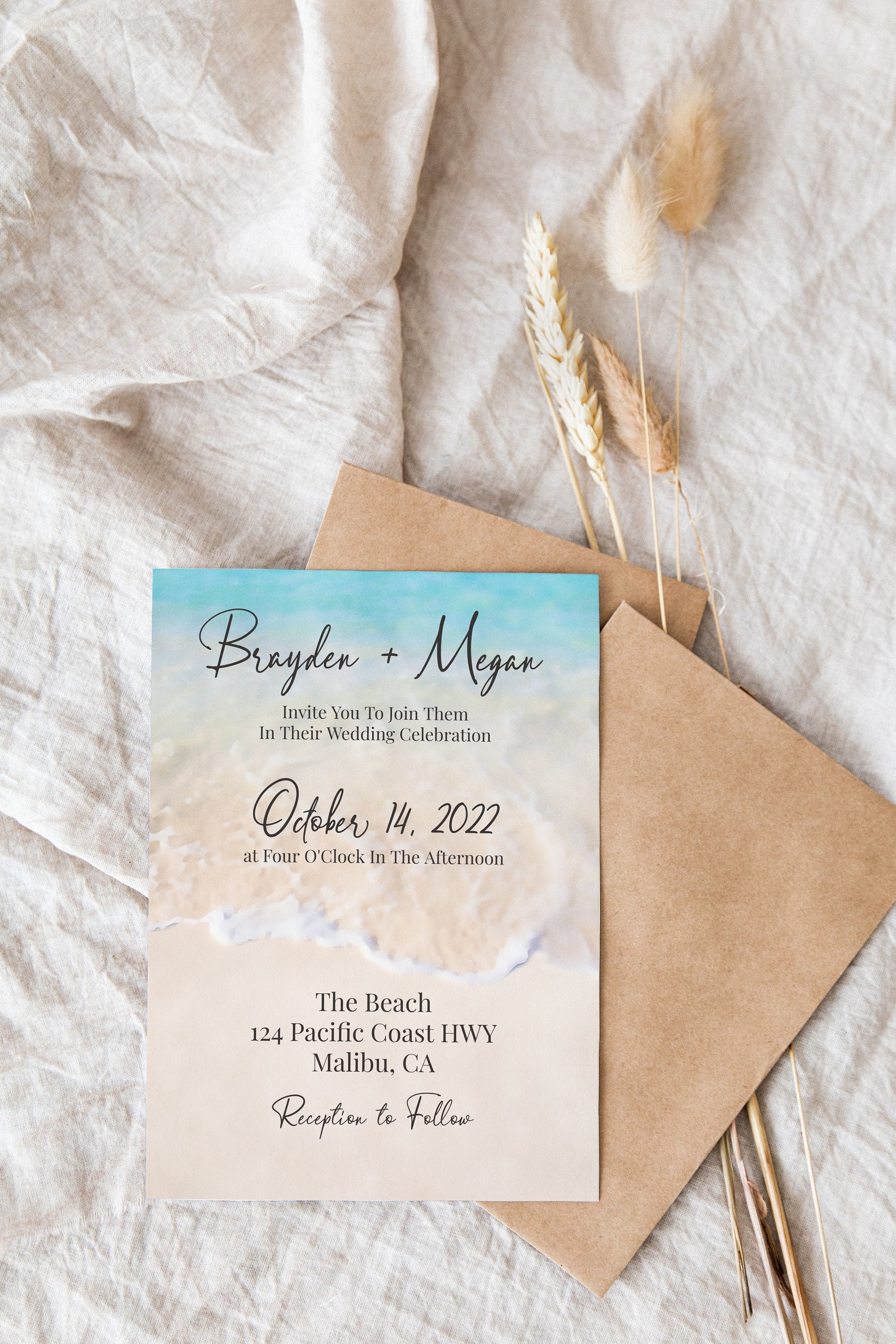 Beach wedding invitations discount