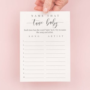 Name That Tune Baby Shower Game: Minimalist Printable (Digital Download) PPB551 ELLE