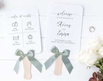 Programa de abanicos de bodas, Orden de eventos de bodas, Programa de bodas, Folleto de bodas 100% editable PPW0550 Grace