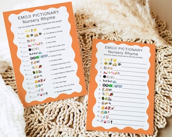 Orange Emoji Nursery Rhyme Pictionary Baby Shower Game (Digital Download) 25104