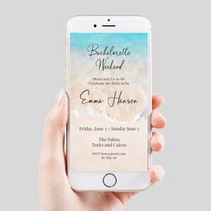 Beach Bachelorette Party Invite Template, Bachelorette Weekend, Email, Text Message Format, Blush, 100% Editable, Corjl PPW20 BREE image 7