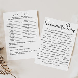 Bachelorette Party Wed Libs Game Template, Bachelorette Party, Editable Modern Printable, Minimalist Wedding PPW554 EZRA