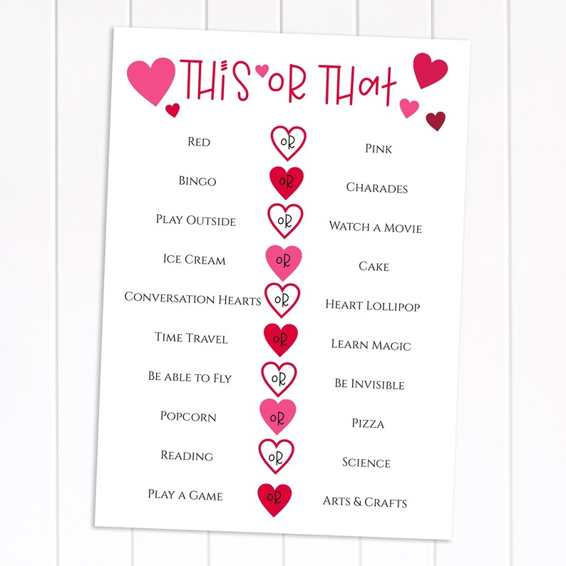 This or That Valentine's Day Party Game, Classroom School Party Game, Zoom Party Activity, Printable 100% Editable VALENTINE PPH21-1 image 4