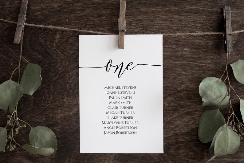 Wedding Seating Table Cards, Poster, Elegant Calligraphy Display 100% Editable Template, Corjl PPW0550 Grace Bild 6