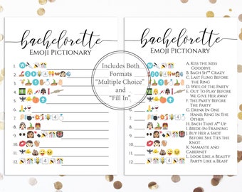 Bachelorette Emoji Pictionary Game afdrukbaar, Bach Party, elegant eenvoudig ontwerp, bruidsdouche activiteit GRACE PPW0550