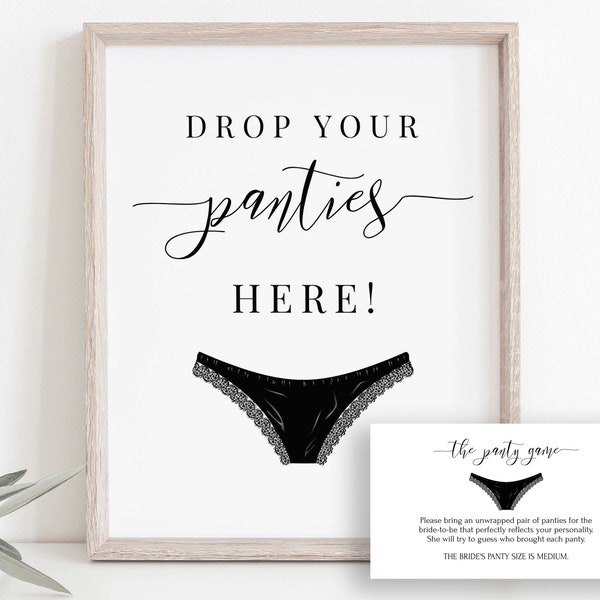 Bachelorette Party Bring a Panty for the Bride Enclosure, Drop Your Pantie Here Sign Template, Editable Printable, Hen Party, PPW551 ELLE