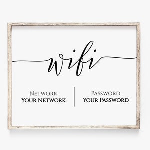 WIFI Password Printable, Wifi Password Sign, Internet Sign, Guest Room Sign, Instant Download 100% Editable PPW0550 Grace image 2