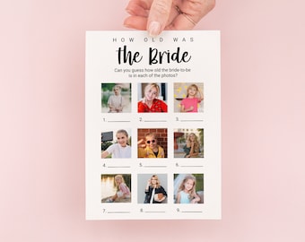 Bridal Shower Game | How Old is the Bride | Printable Game | Editable Template | Bachelorette Party | Hen Party | PPW553 HARPER