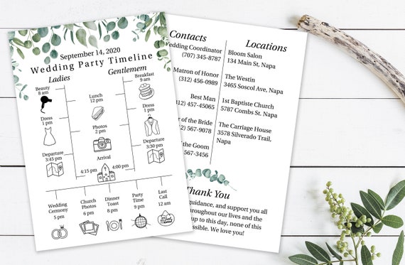 Bridesmaid Itinerary Template