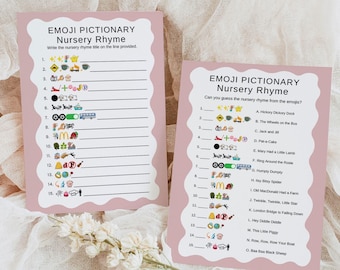 Pink Baby Shower Nursery Rhyme Emoji Pictionary Game (Digital Download) 25110