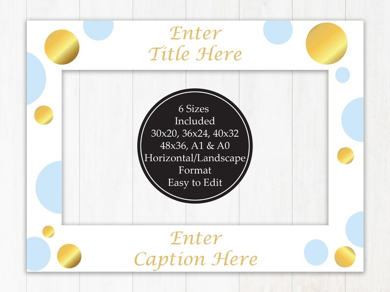 Editable Horizontal Photo Prop Frame Blue and Gold Photo Etsy