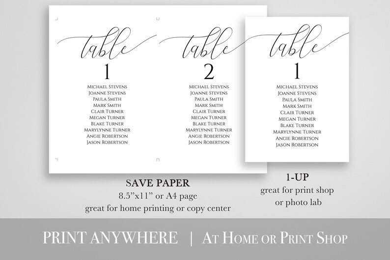 Wedding Seating Table Cards Poster Seating Chart Elegant Etsy UK