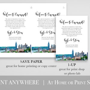 Cincinnati Wedding Welcome Card and Itinerary, Out of Town Guest, Wedding Schedule, Timeline Card. Mariage imprimable, modifiable PPW71 image 5