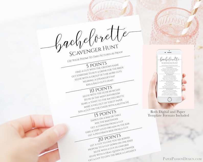 Bachelorette Scavenger Hunt Email Template, Bachelorette Party, Text Message Format, Editable Text, 100% Editable, Corjl PPW0550 Grace image 8