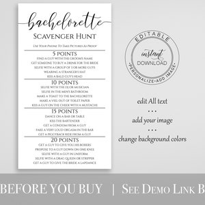 Bachelorette Scavenger Hunt Email Template, Bachelorette Party, Text Message Format, Editable Text, 100% Editable, Corjl PPW0550 Grace image 4