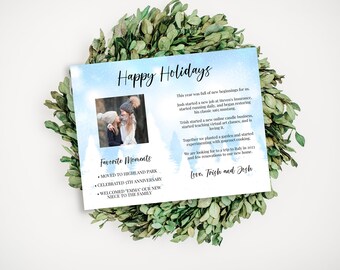 Photo Christmas Letter Template, Year in Review, Winter Forest Christmas Newsletter, Family Update, Instant Download Editable PPC-19