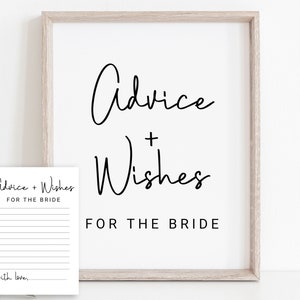 Consejos y deseos para la novia, plantilla de tarjeta y letrero de despedida de soltera minimalista, imprimible moderno editable, despedida de soltera, boda PPW554 EZRA