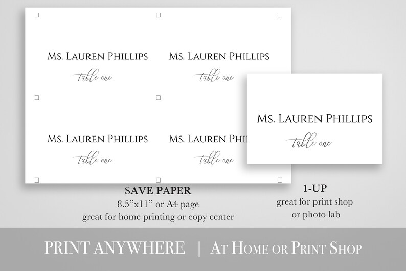 Wedding Table Place Cards, Event Seating Card, Elegant Calligraphy, Escort Card Printable Editable Template, PPW0560 image 6