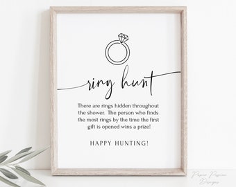 Bridal Shower Sign | Ring Hunt Game | Corjl Template | Bridal Shower Games | Editable Printable | Instant Download | PPW552 FAYE