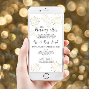 Electronic Wedding Brunch Invitation, The Morning After Mobile Phone Invite, Evite, Text message, Email, Editable Text, Corjl PPW-NY21 image 6