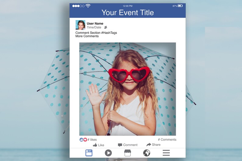 Instant Download Pdf Facebook Photo Prop Editable Frame Baby Or Bridal Shower Blue Photo Booth Prop Template Weddings Birthday Backdrops Props Paper Party Supplies Vadel Com