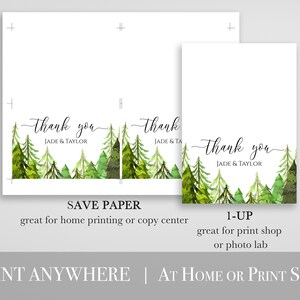 Pine Tree Thank You Card, Wedding Thank You, Printable Editable Template, Corjl LINDEN PPW410 image 4