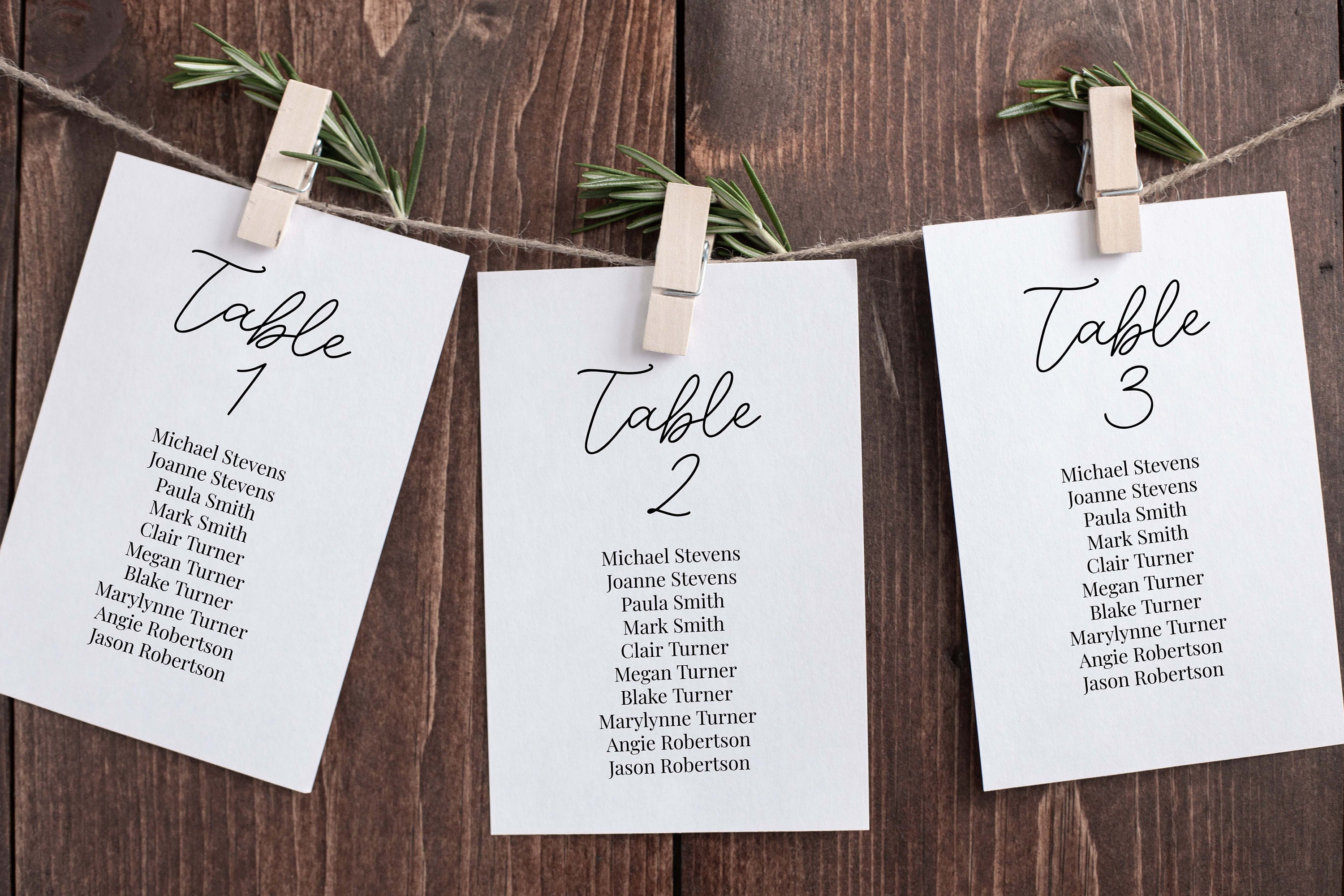 Modern Table Seating Card Template Wedding Seating Chart | Etsy