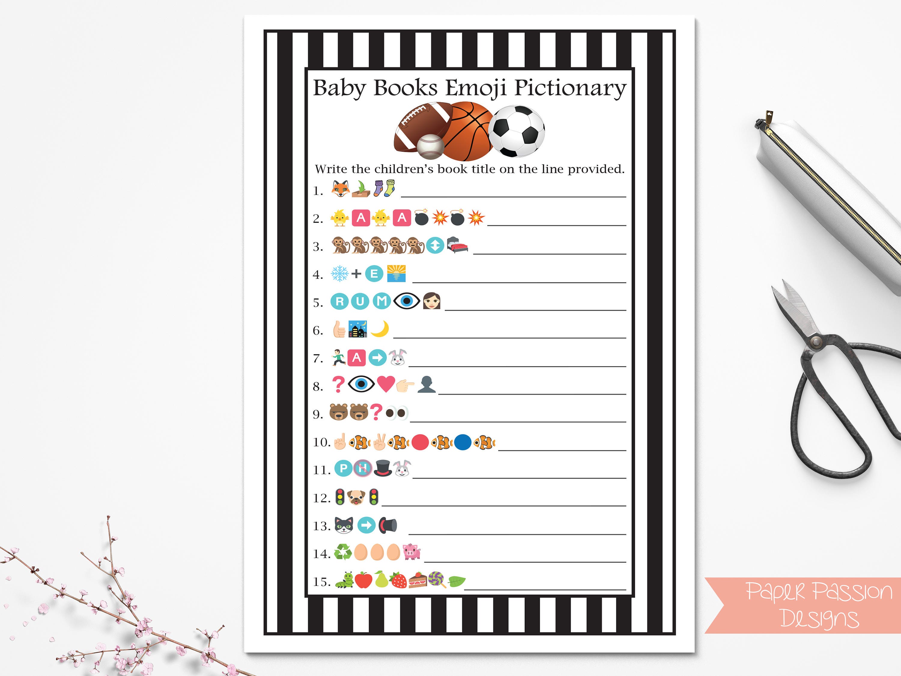 Sport Emoji Baby Books Game, Black and White Referee Stripe Baby Shower  Game. Printable Template 23Sport Within Soccer Referee Game Card Template