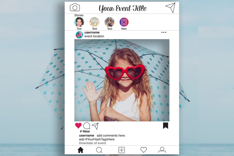 Paper Party Supplies Backdrops Props Weddings Instant Download Pdf Baby Or Bridal Shower Birthday White Photo Booth Prop Template Instagram Photo Prop Frame With Stories