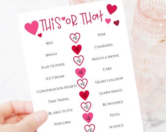 This or That Valentine's Day Party Game, Classroom School Party Game, Zoom Party Activity, Printable 100% Editable  VALENTINE PPH21-1