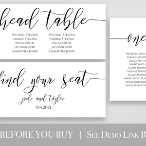 Wedding Seating Table Cards, Poster, Elegant Calligraphy Display 100% Editable Template, Corjl PPW0550 Grace image 4