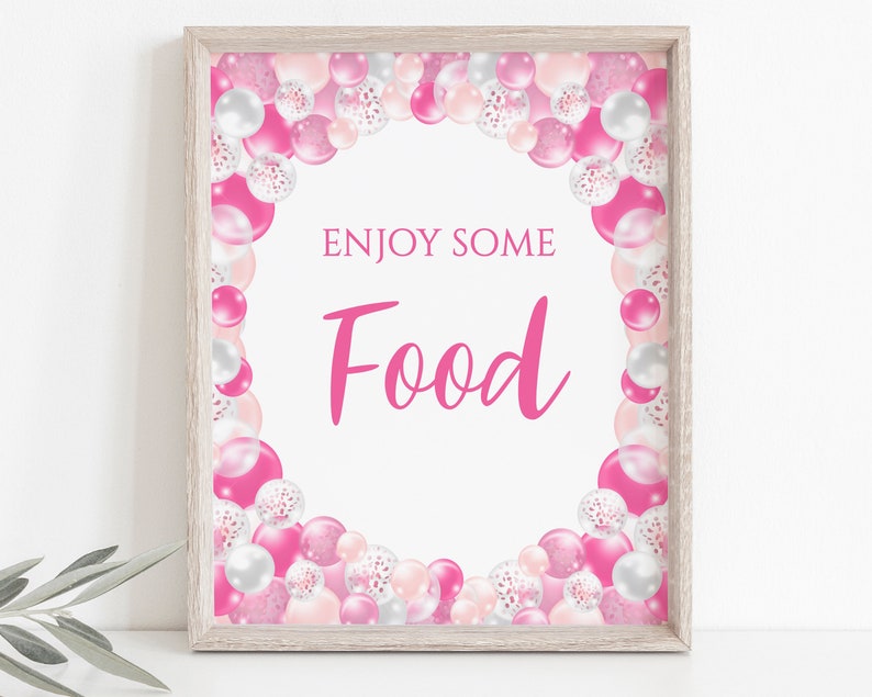 Food Sign Template Pink Balloon Birthday Party Sign Food - Etsy