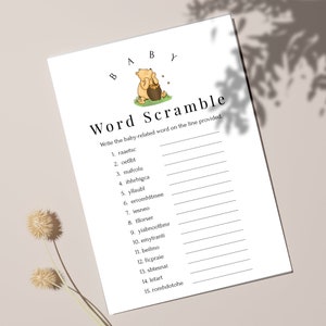 Winnie the Pooh Baby Shower Game: Word Scramble (Instant Download) PPB320